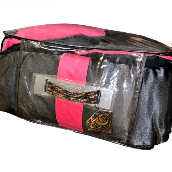 JUICY COUTURE BLACK SATIN W/ HOT PINK VELVET STRIPES 5PC KING COMFORTER SET NWT - Picture 11 of 11